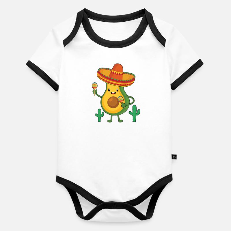 Avocat Cinco de Mayo Kawaii Body Bébé bio contrasté manches courtes