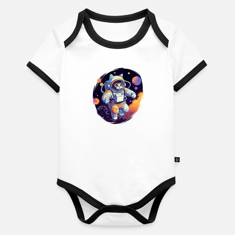 Katze Weltraum Astro Baby Bio-Kurzarm-Kontrastbody