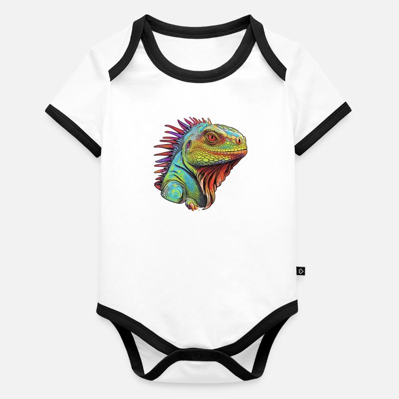 Iguanische Lebendige Farben - Lebendige Mirage Baby Bio-Kurzarm-Kontrastbody