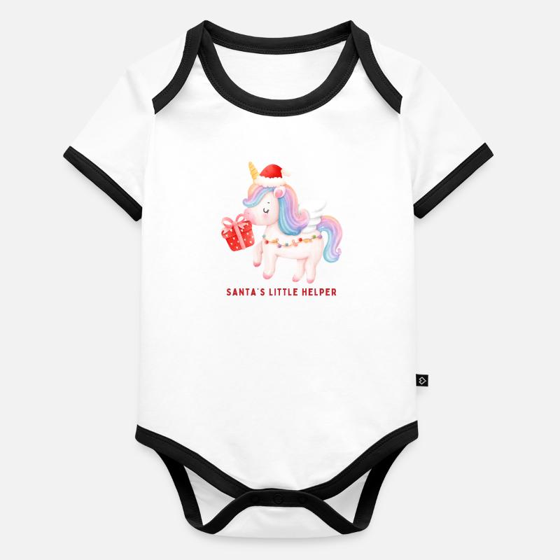 Père Noël petit assistant - Body Bébé bio contrasté manches courtes - undefined