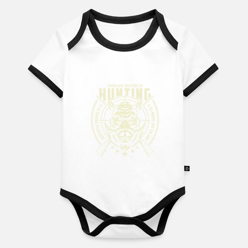 PROBLEM SOLVING IS HUNTING 2 Baby Bio-Kurzarm-Kontrastbody