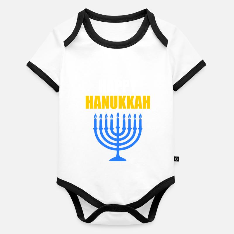 HAPPY HANUKKAH Body Bébé bio contrasté manches courtes
