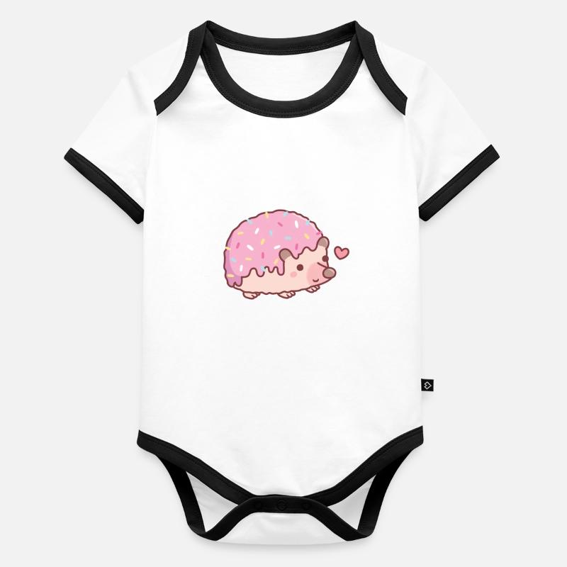 Hérisson mignon avec glaçage et saupoudrage drôle Body Bébé bio contrasté manches courtes