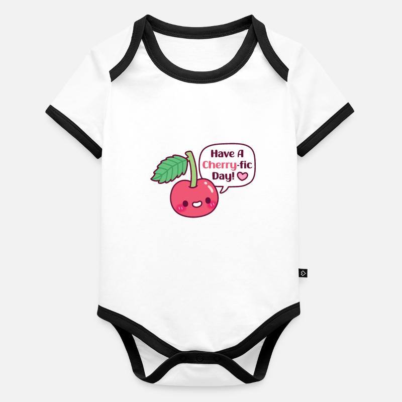 Cute Cherry Have A Cherryfic Day Funny Body Bébé bio contrasté manches courtes