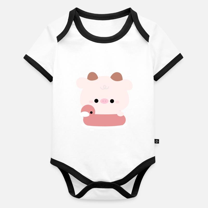 Nage de vache Body Bébé bio contrasté manches courtes