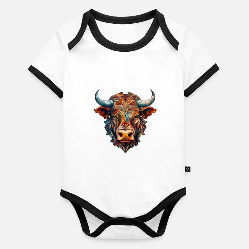 Kuh - Kopf Baby Bio-Kurzarm-Kontrastbody
