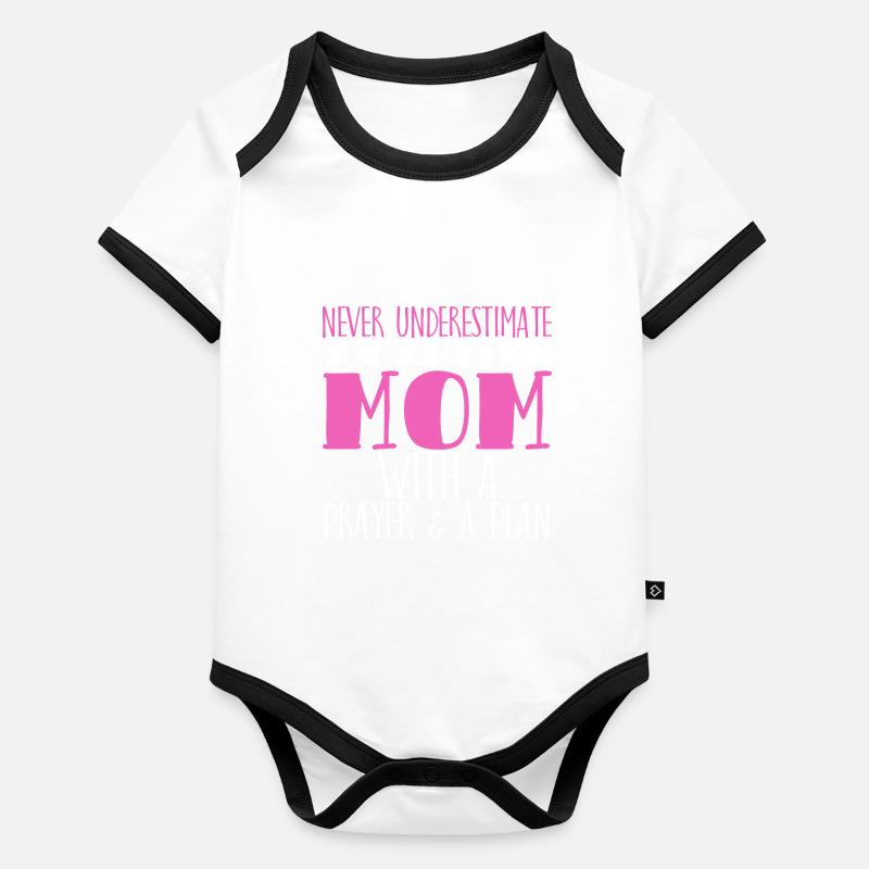 Never Underestimate à Autism Mom Body Bébé bio contrasté manches courtes