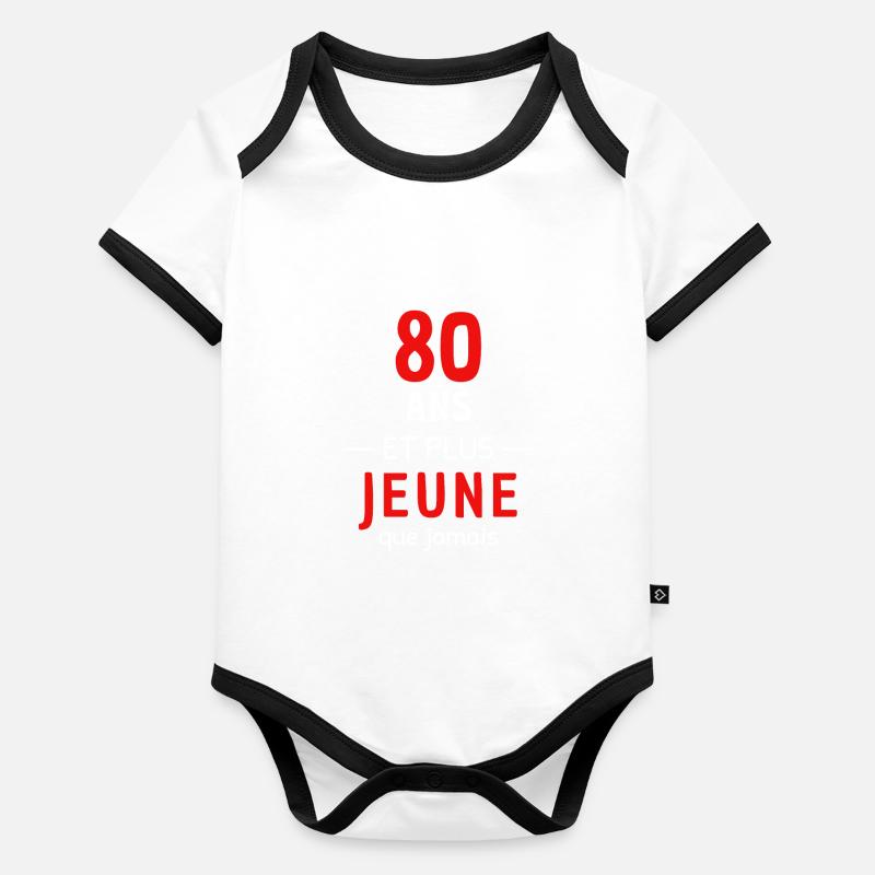 Anniversaire 80 ans Body Bébé bio contrasté manches courtes