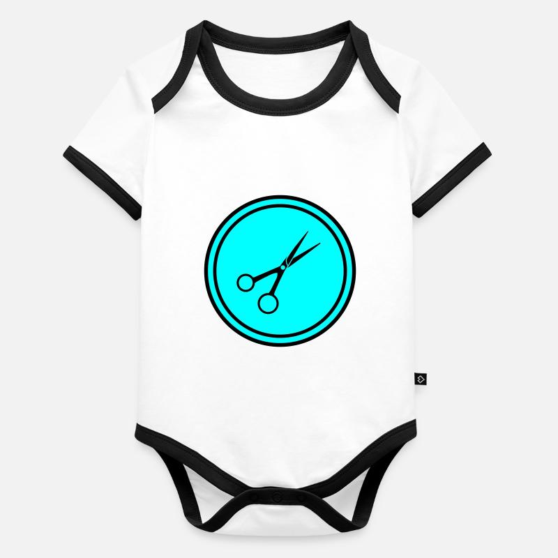 Ciseaux Barbier Cercle Body Bébé bio contrasté manches courtes