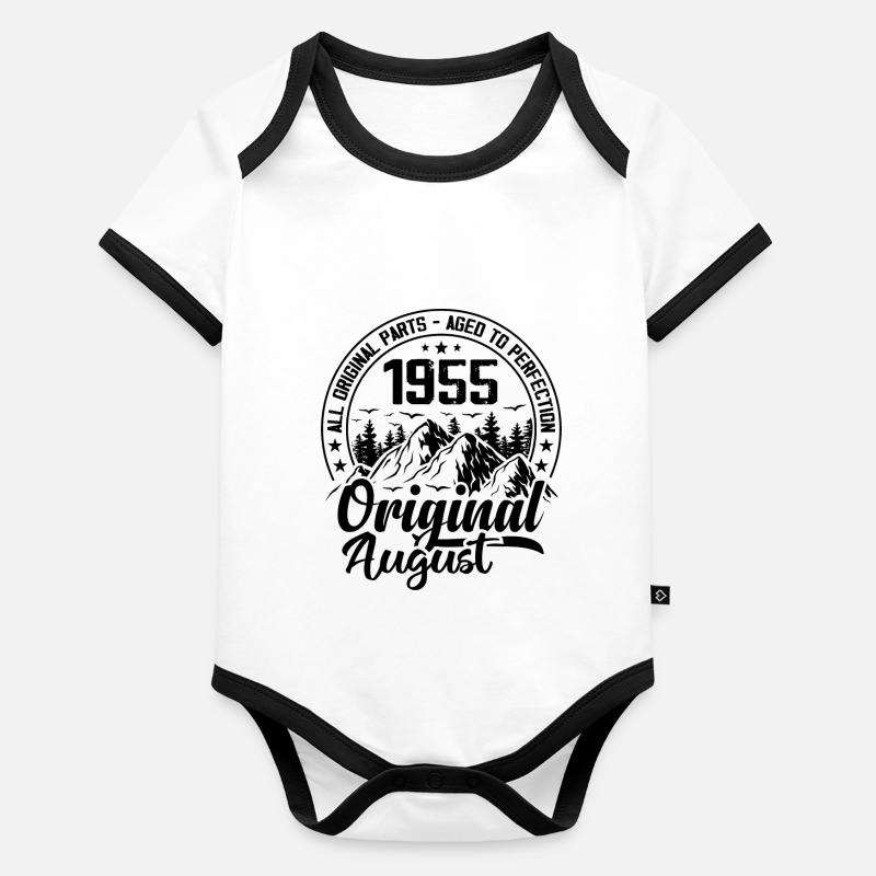 1955 August Original: 69 Jahre Geburtstagsgeschenk Baby Bio-Kurzarm-Kontrastbody