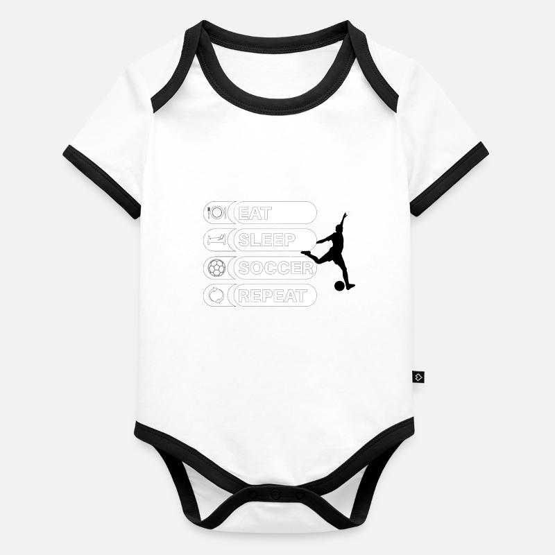 Eat Sleep Soccer Repeat - Soccer Player Organic Baby Contrasting Bodysuit