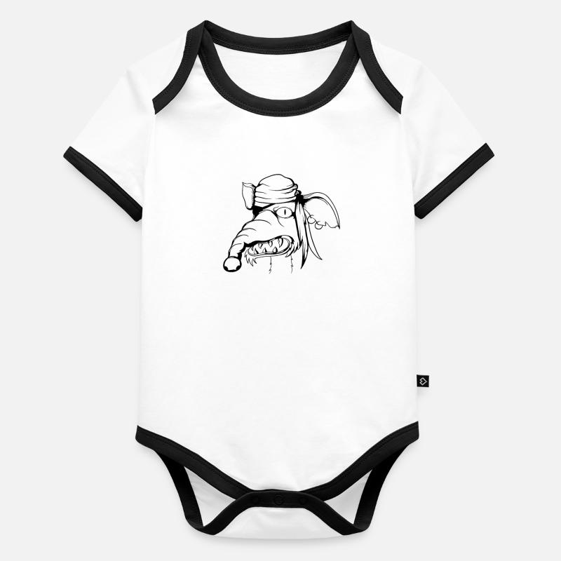 Pirate éléphant Body Bébé bio contrasté manches courtes