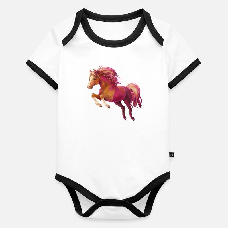 Cory le poney Body Bébé bio contrasté manches courtes
