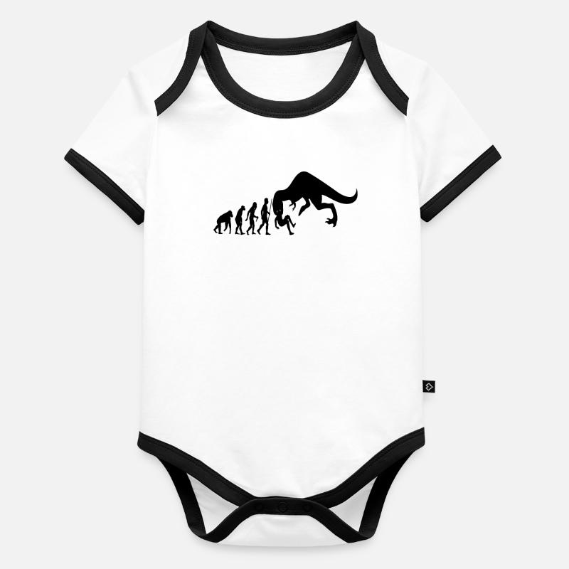 t-rex dino dinosaurier herzschlag urzeit kreide Baby Bio-Kurzarm-Kontrastbody