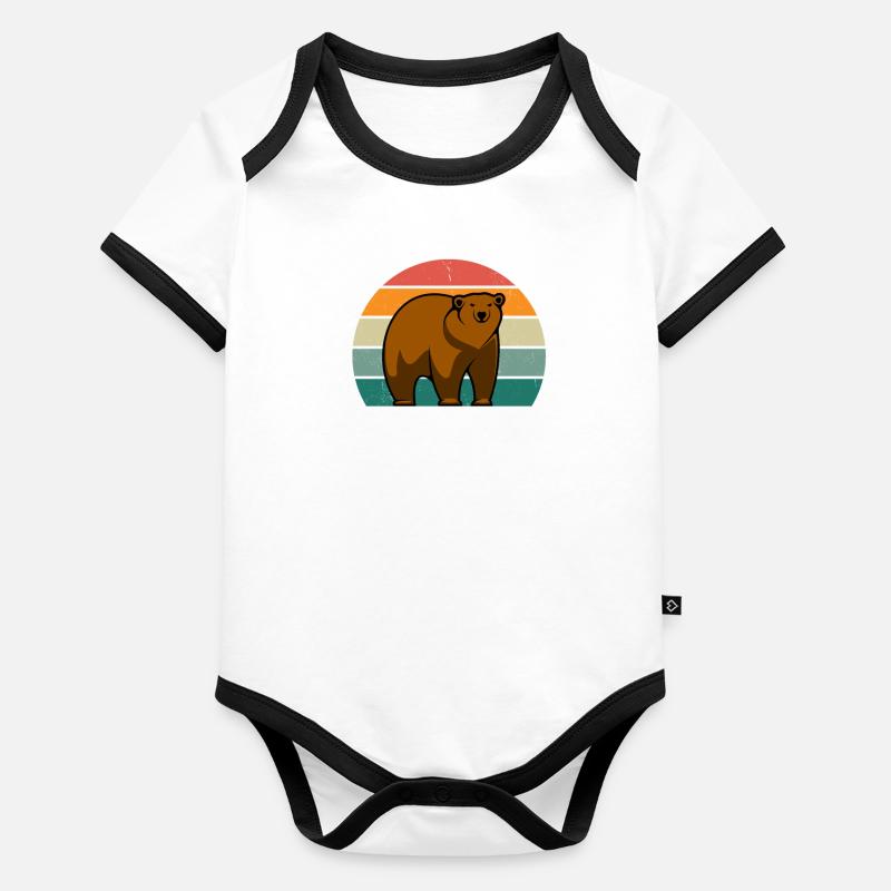 Bären Wald Honig Bärenhöhle Bärenfell Eisbär Braun Baby Bio-Kurzarm-Kontrastbody