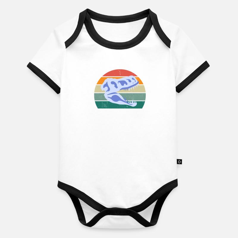 Fossils Fossils Prehistoric Dinosaurs Organic Baby Contrasting Bodysuit