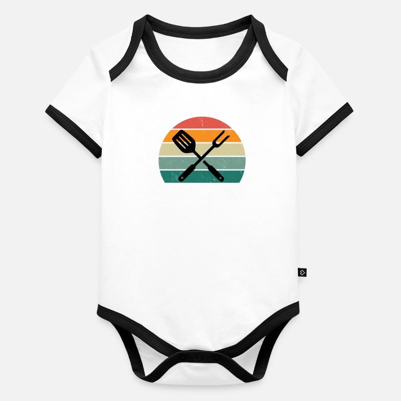 Griller Barbeque Bratwurst Steak Charcoal BBQ Grill Organic Baby Contrasting Bodysuit