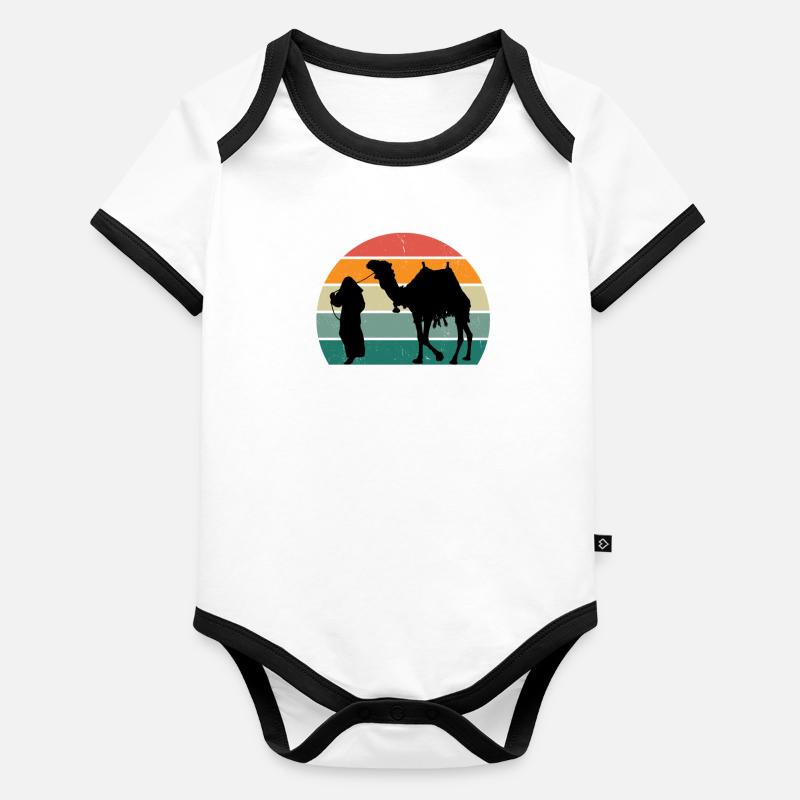 Camels Trample Animal Desert Arabia Dromedary Camel Organic Baby Contrasting Bodysuit