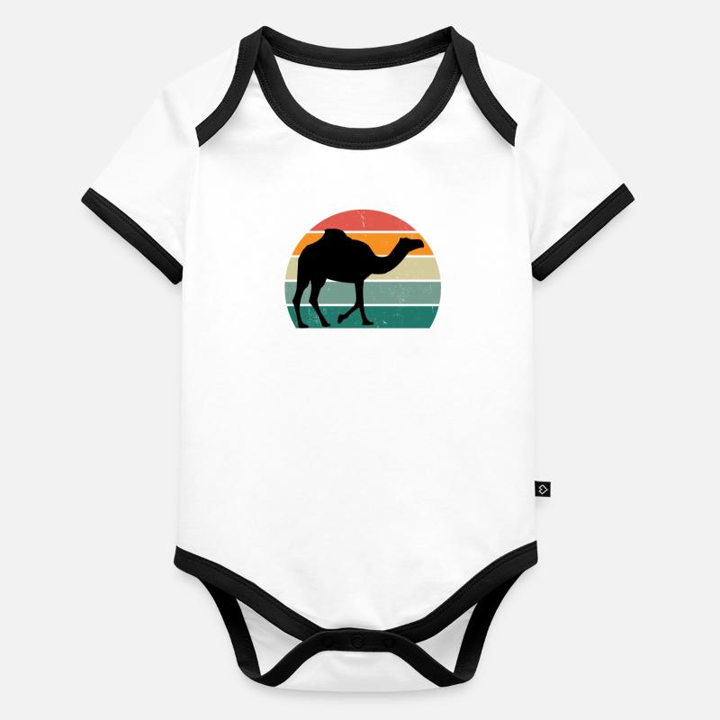 Camels Trample Animal Desert Arabia Dromedary Camel Organic Baby Contrasting Bodysuit