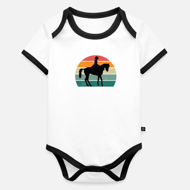 Cavalière cavalière équitation poney écurie Body Bébé bio contrasté manches courtes
