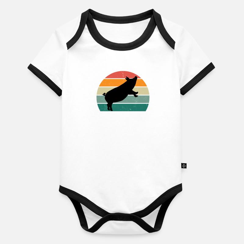 pigs sau eber saustall pigsty pig Organic Baby Contrasting Bodysuit
