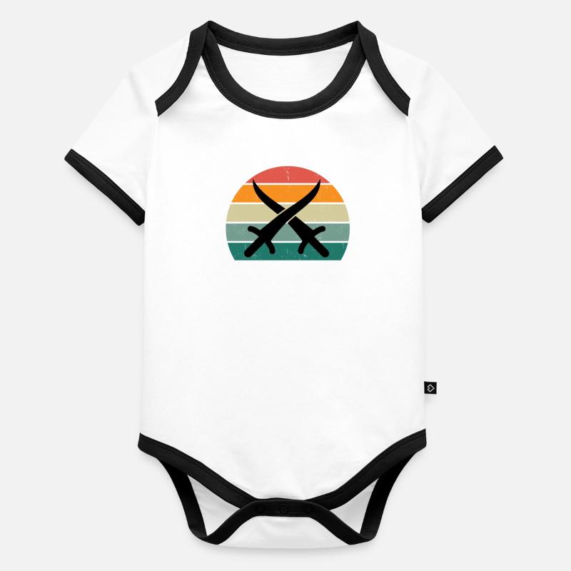 Sword Fighting Sword Blade Lance Sabre Dagger Body Bébé bio contrasté manches courtes
