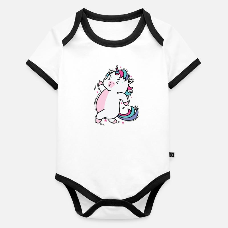 Unicorn Running Mythical Creature Sport Organic Baby Contrasting Bodysuit