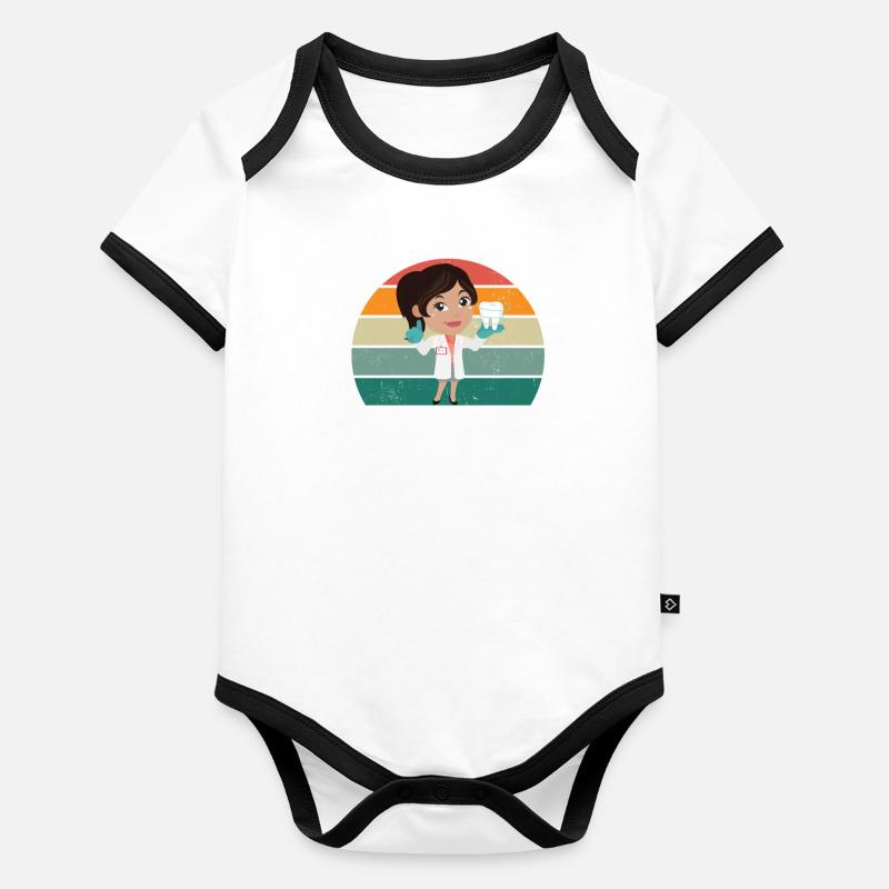 dentist dental teeth drill drilling dental dentist Organic Baby Contrasting Bodysuit