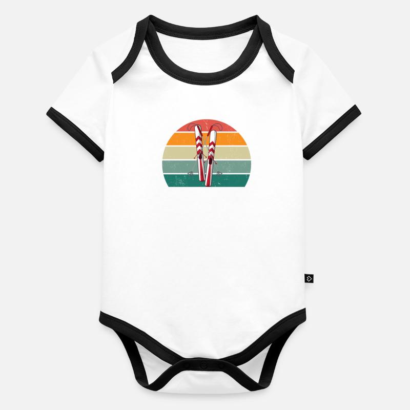 Ski Skier Skier Winter Snow Mountains Organic Baby Contrasting Bodysuit