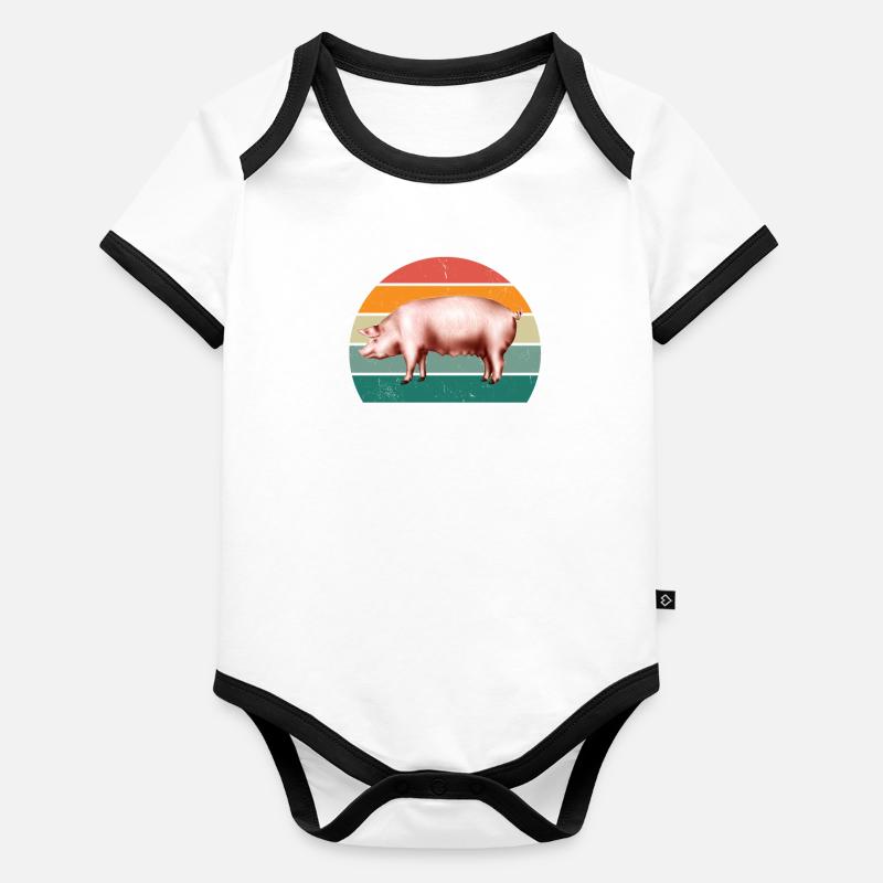 pigs pigs boar pigsty pigsty pig pig Organic Baby Contrasting Bodysuit