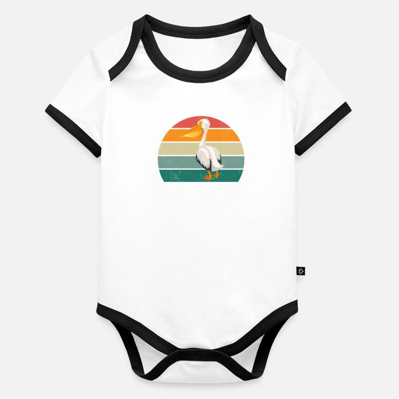 Pelicans Large Beak Bird Fly Pelican Organic Baby Contrasting Bodysuit