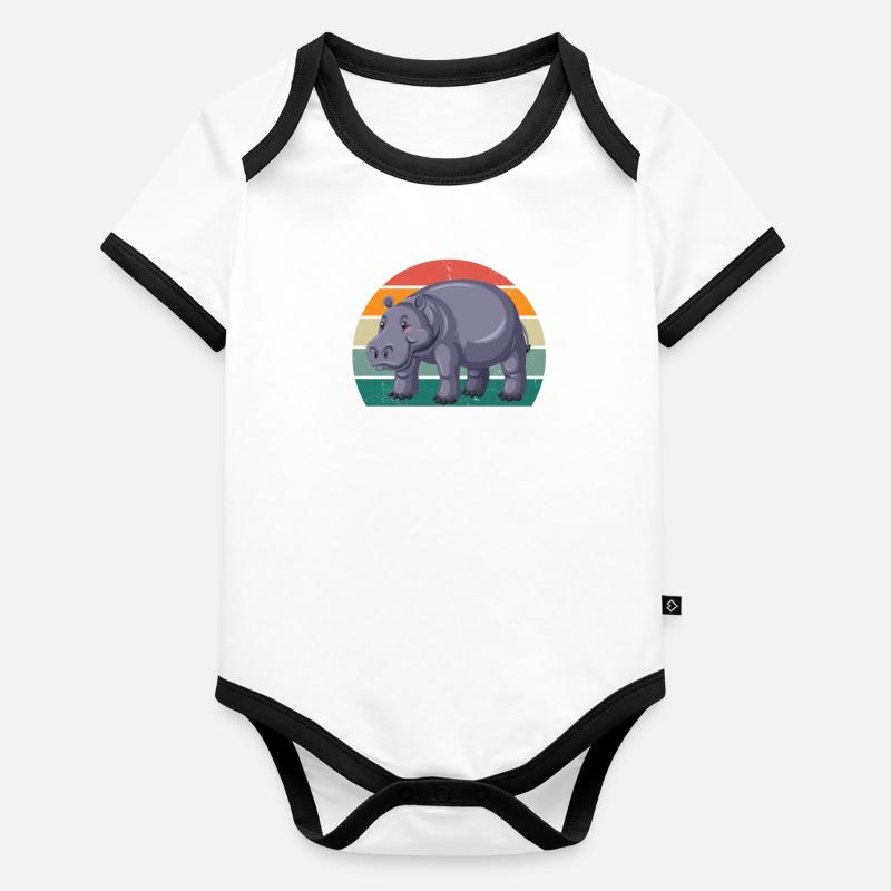 Hippopotame Hippopotame du Nil Hippopotame Hippopotame pygmée Body Bébé bio contrasté manches courtes