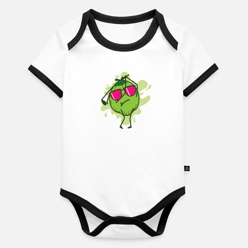 Coconut while golfing fruit palm tree Organic Baby Contrasting Bodysuit