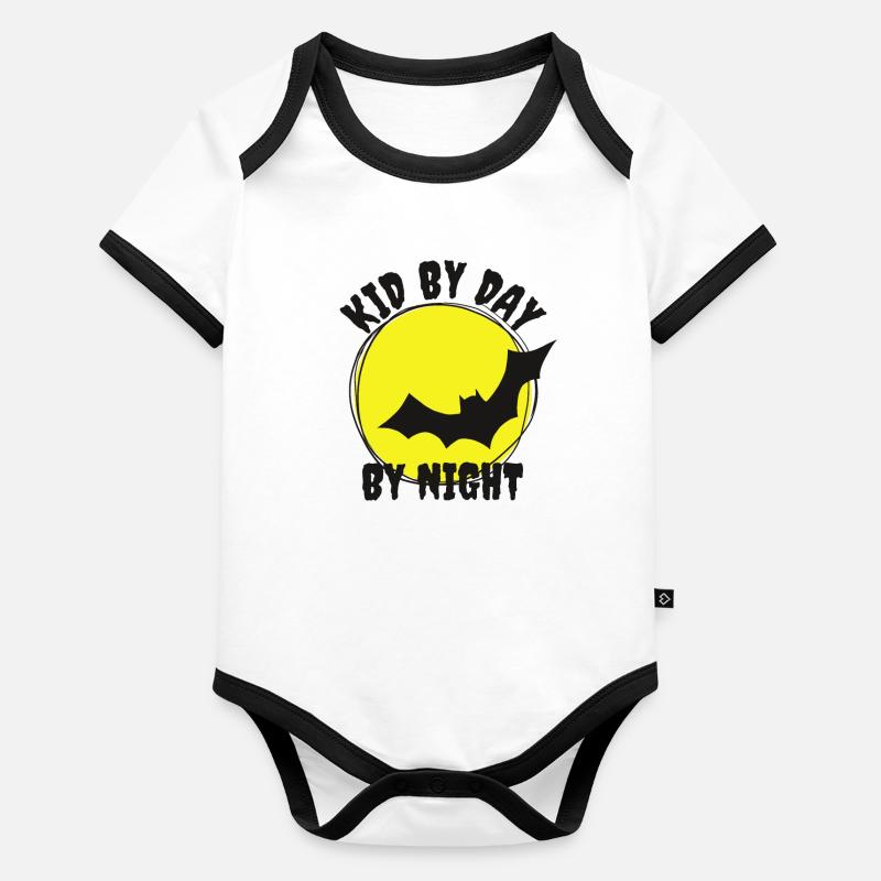 Kid by day - bat by night Kind mag Fledermäuse Baby Bio-Kurzarm-Kontrastbody