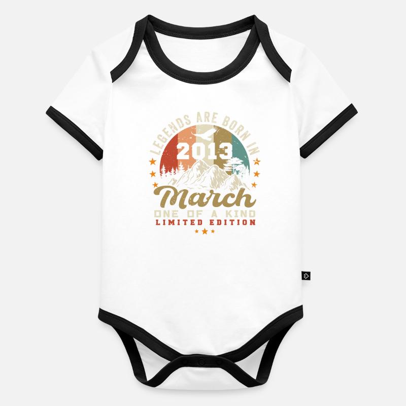 March 2013 Vintage Birthday Retro Gift Organic Baby Contrasting Bodysuit