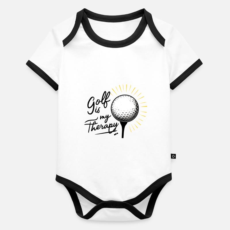 Golf is my therapy Body Bébé bio contrasté manches courtes