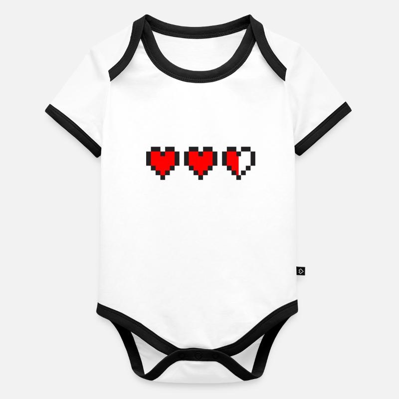 Half-Heart Video Game Hearts Baby Bio-Kurzarm-Kontrastbody