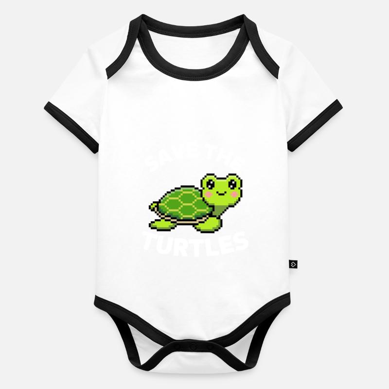 Cute sea turtle Save the turtles Organic Baby Contrasting Bodysuit