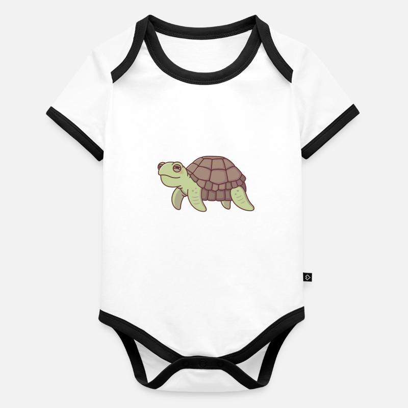 Mignonne vieille tortue de mer Body Bébé bio contrasté manches courtes