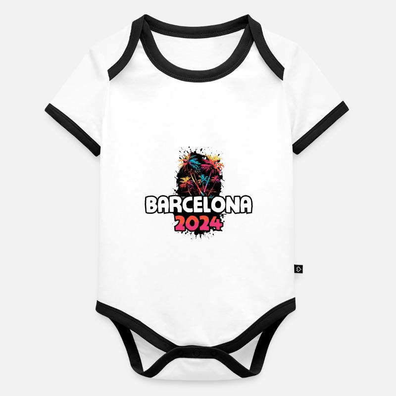 Voyage de vacances à Barcelone 2024 coloré Body Bébé bio contrasté manches courtes