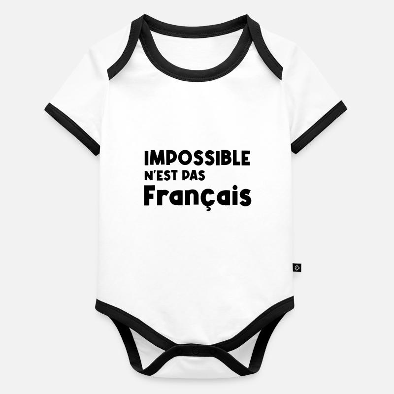 impossible n'est pas français Body Bébé bio contrasté manches courtes