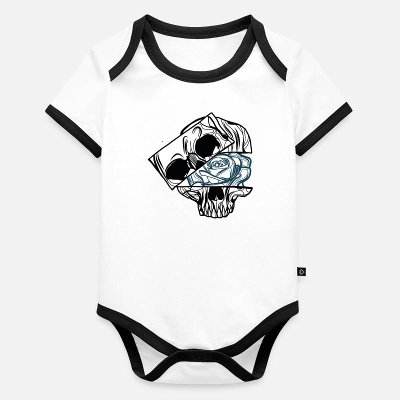 Skull & Rose // Schädel // Illustration Baby Bio-Kurzarm-Kontrastbody