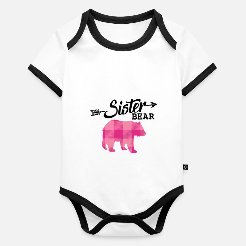 Schwester Bär Kind Geschenk Mädchen Weihnachten Baby Bio-Kurzarm-Kontrastbody