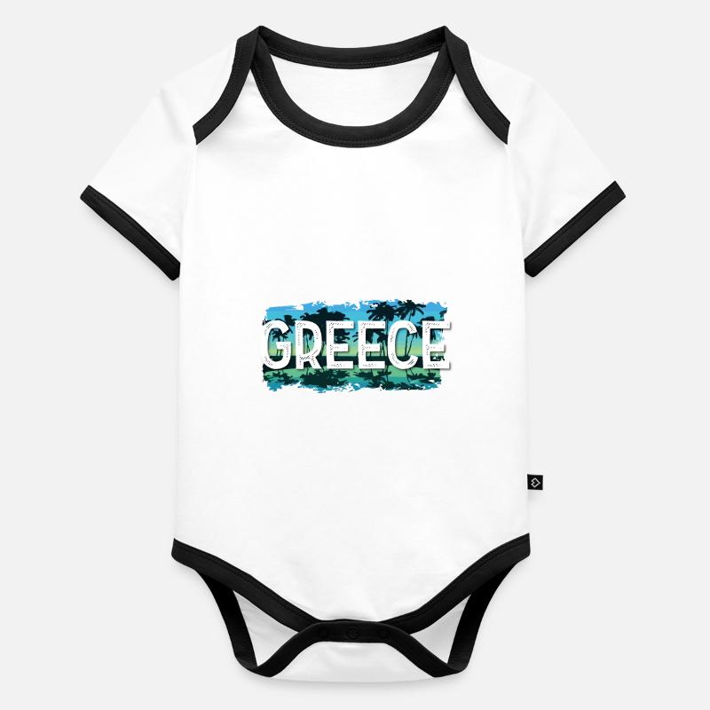 Grèce Body Bébé bio contrasté manches courtes