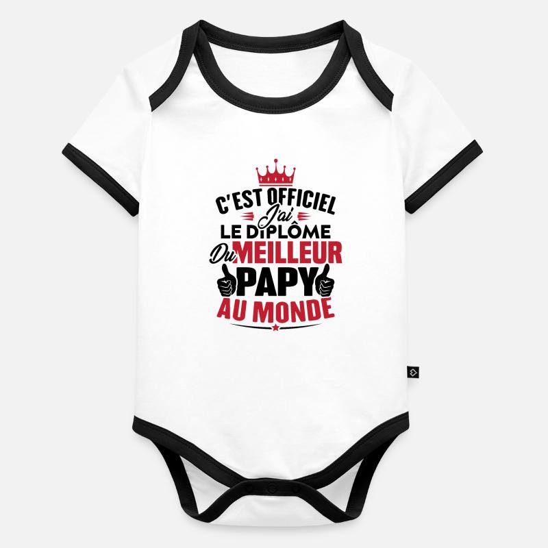 Meilleur papy au monde Body Bébé bio contrasté manches courtes