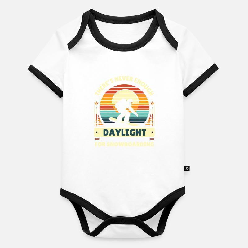 Snowboard Snowboarder Retro Winter Holiday Cool Organic Baby Contrasting Bodysuit