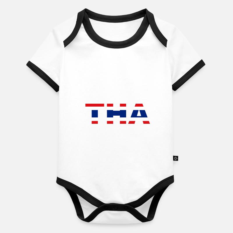 Thailand Flag ISO Code THA Organic Baby Contrasting Bodysuit