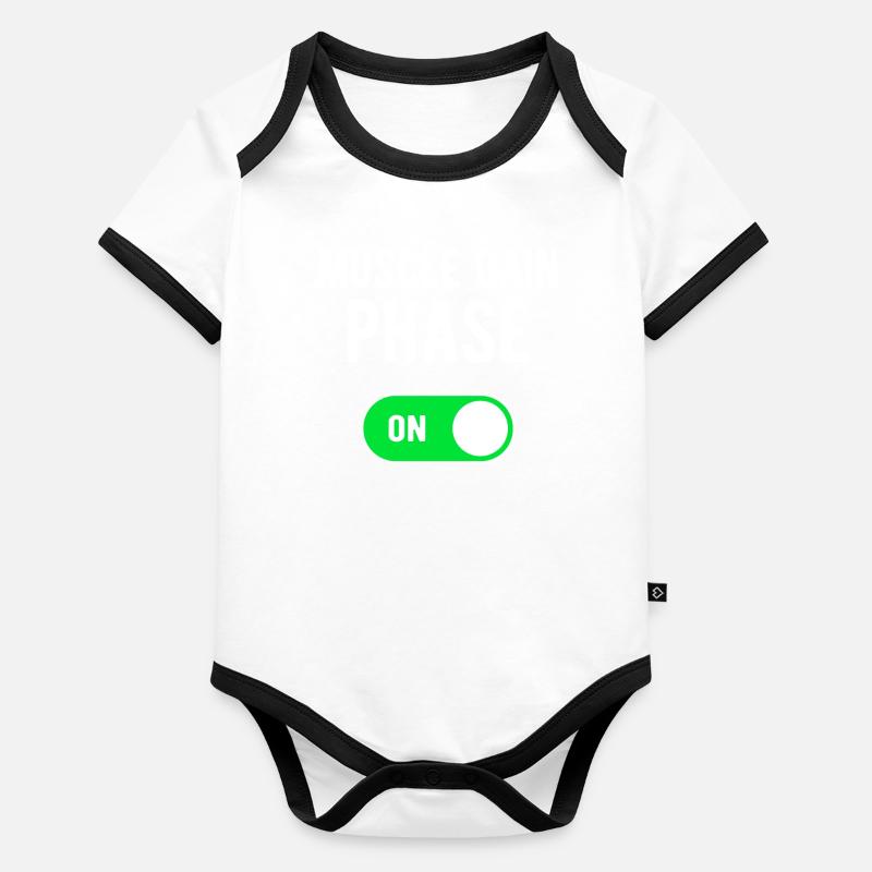 Muscle Gain Phase ON Bodybuilding Weights Workout Organic Baby Contrasting Bodysuit