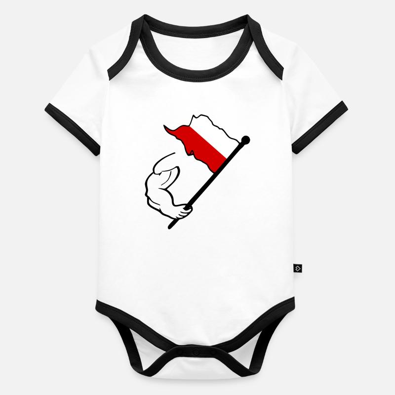 Drapeau polonais Body Bébé bio contrasté manches courtes