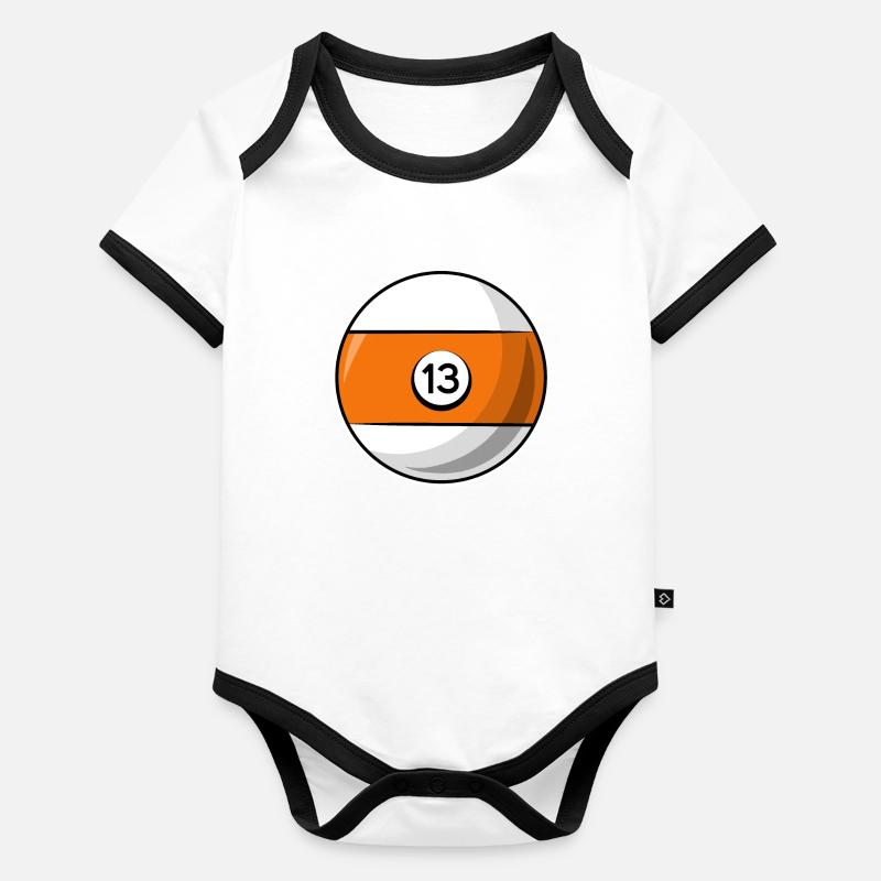 Boule de billard 13 orange Billard treize Body Bébé bio contrasté manches courtes